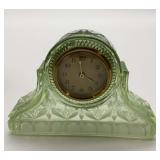Green Glass Mantle Clock - Made in Germany