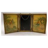 Victorian Brass Tri-Fold Vanity Mirror