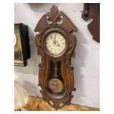 Vintage Art Nouveau Wall Clock with Pendulum