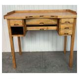 Solid Oak Jeweler's or Watchmaker's Workbench Desk with Drawers, 45 x 24 x 39