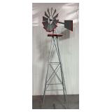 8ft Metal Windmill - Gray and Red