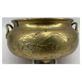 Ornate Brass Planter with Dragon Design