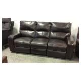 Leather dual power recline sofa