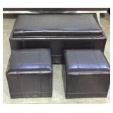 3 Pc Ottoman Set With Convertible Table Top