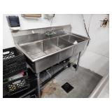Stainless steel 3-compartment sink 59' x 27' x...