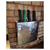 Stainless steel knife holder with knives