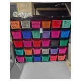 30 square cubicles with baskets