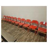 10 Red folding Metal chairs