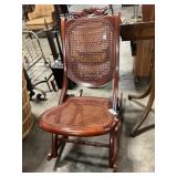 Wooden Cane Seat & Back Folding Rocking Chair.