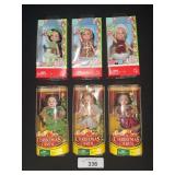 6 NOS Barbie Kelly Christmas/Holiday Dolls.