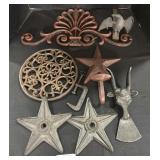 Cast Iron Barn Stars, Trivet, Iron Scroll Decor,