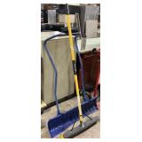 Quickie Push Broom & 2 Handed Snow Shovel.