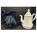 Antique Stoneware Leaves & Acorn Pitcher,