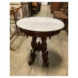 Ornate Marble Top Side Table 26 Inches Tall.