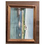 Maine Lighthouse Oil Painting On Canvas.