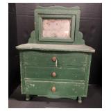 Folk Art Painted Salesman Sample Dresser.