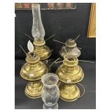 Antique Brass Oil Lamps.