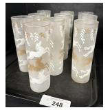 (10) Cavalcade Prancing Horse Tall Glasses.