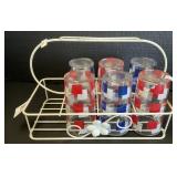 Retro Patriotic Glasses With Caddy.