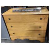 Pine Wood 3 Drawer Dresser.