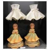 Vintage Holland Mold Atomic Pixie Princess Lamps.