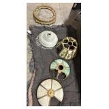 Antique Slag Glass Lamp Shades, Ornate Circular