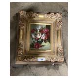 Beautiful Gilded Frame Floral Oil on Canvas .