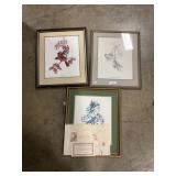 3 Framed Signed Don Whitlach Bird Prints.
