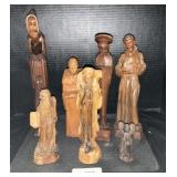 7 Hand Carved Wooden Religious Figures.