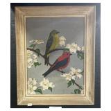 Artist Signed Oil On Board Bird Painting.