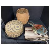 Woven Baskets, Aztec Mexican Style Decor, Rug.