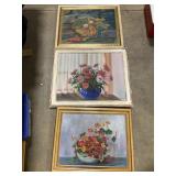 Framed Signed Oil on Canvas Floral Art.