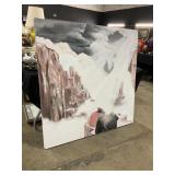 Large Signed Aztec  Oil on Canvas Art.