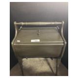 Green Painted Wood Sewing Cabinet.