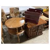 Wooden 3 Piece Table & Magazine Holder Lot.