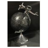 Art Deco Aluminum Airplane Black World Globe.