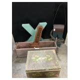 Metal Tea Shipping Box, Wooden Trough, Primitive