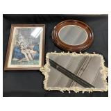 Framed Father & Child, Mirror Tray.