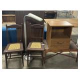 Oak & Wicker Bottom Chairs, 6ft Folding Table,