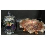 Carnival Glass Candy Dish & Bowl.