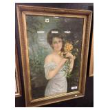 Antique Art Print of Beautiful Woman.