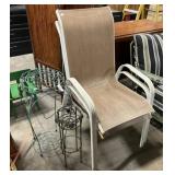 2 Wrought Iron Plant Stands W/2 Chairs.