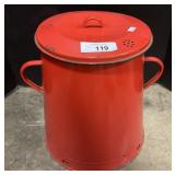 Vintage Red Enamelware 5 Gallon Pot.