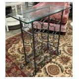 Wine Bottle Storage Table W/Glass Tops.
