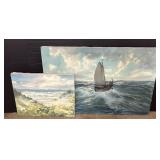 Signed Seascape Oil On Canvas Paintings.