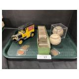 Antique Car, Inaugural President Coins, Baseballs.