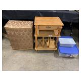 Retro Laundry Hamper, Side Table Shelf, Storage.
