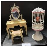 Vintage Barbie Vanity Dresser w/ Seat, Parrot In