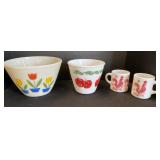 Fire King Tulip Bowl, Tomato Milk Glass Bowl.