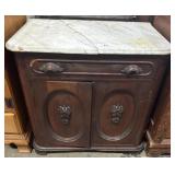 Antique Carved Marble Top Side Table.